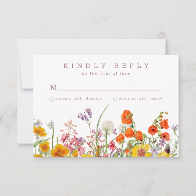 Wildflower Wedding Response Card (Front)