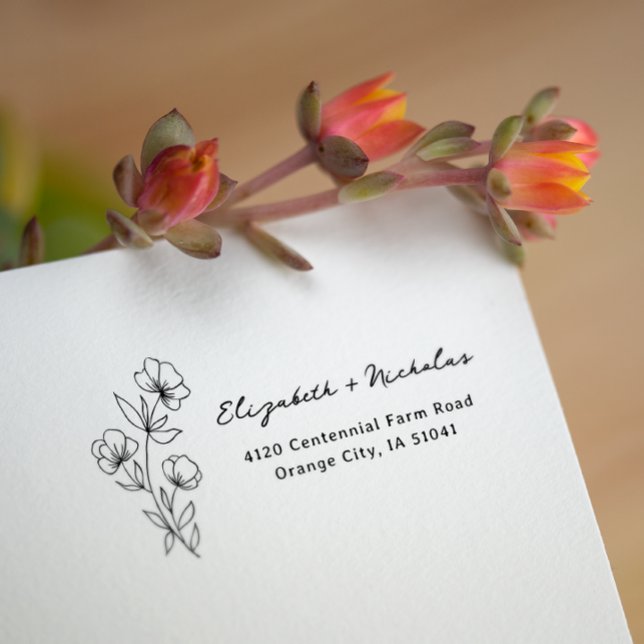 Wildflower Wedding Return Address Self-inking Stamp (Creator Uploaded)