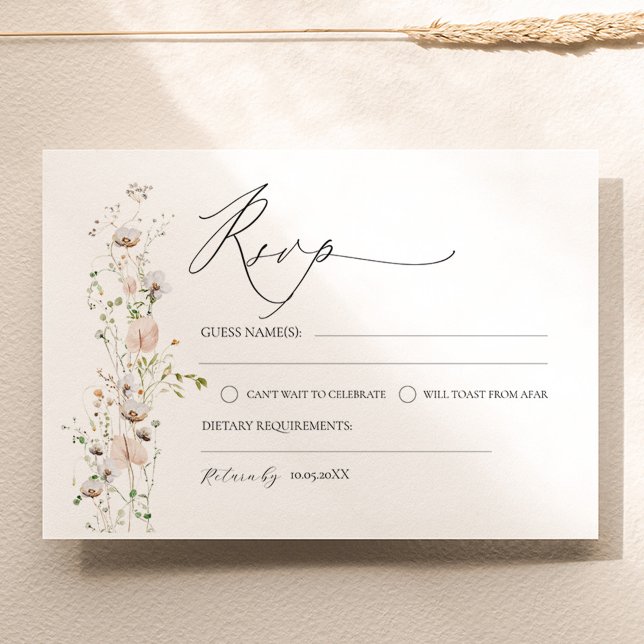 Wildflower Wedding RSVP Card Template (Wildflower Save The Date Card Template)