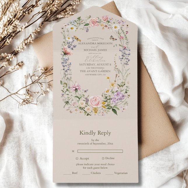 Wildflower Wedding Rustic Country All In One Invitation (Creator Uploaded)