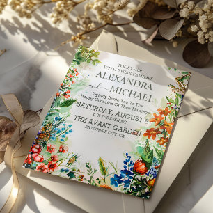 Wildflower Wedding Rustic Country Floral Invitation