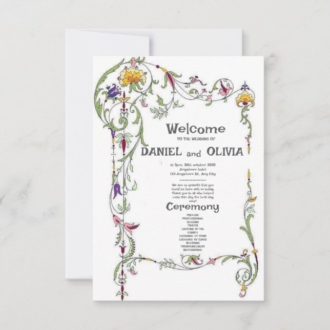 Wildflower Wedding Rustic Country Programs (Front)