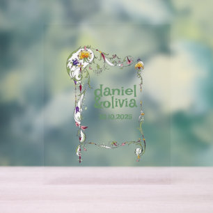 Wildflower Wedding Rustic Country Wild Flowers Wed Acrylic Sign