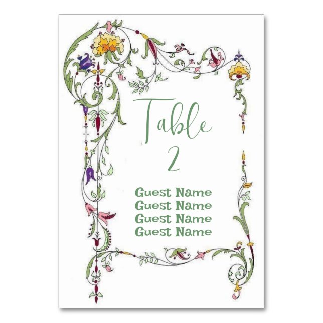 Wildflower Wedding Rustic Country Wild Flowers Wed Table Number (Back)
