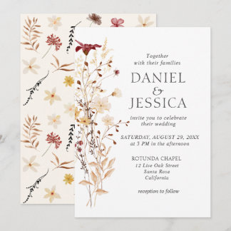 Wildflower Wedding Rustic Floral   Invitation