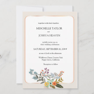 Wildflower Wedding Rustic Floral Photo Invitation