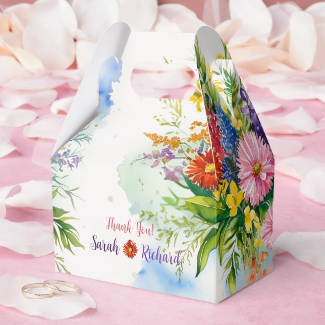 Wildflower Wedding, Rustic Floral Thank You & Favour Box (Wedding)