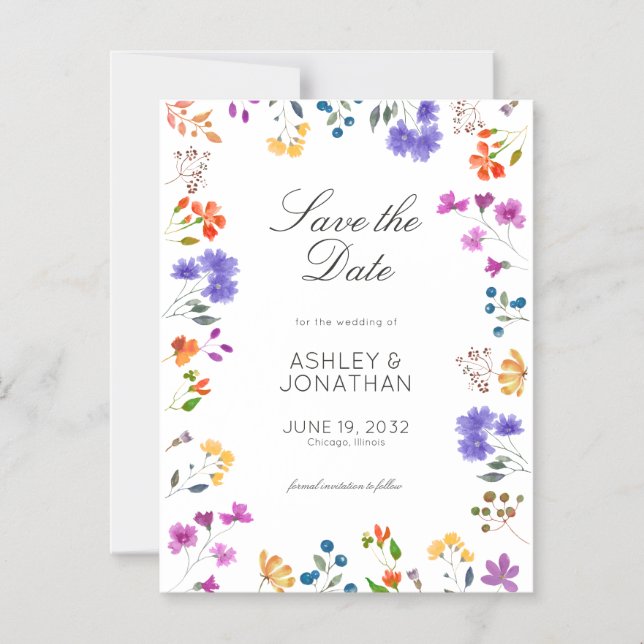 Wildflower Wedding Save the Date Magnet (Front)