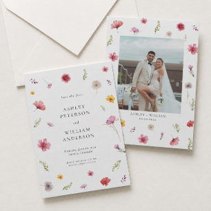 Wildflower Wedding Save the Date Photo Invitation