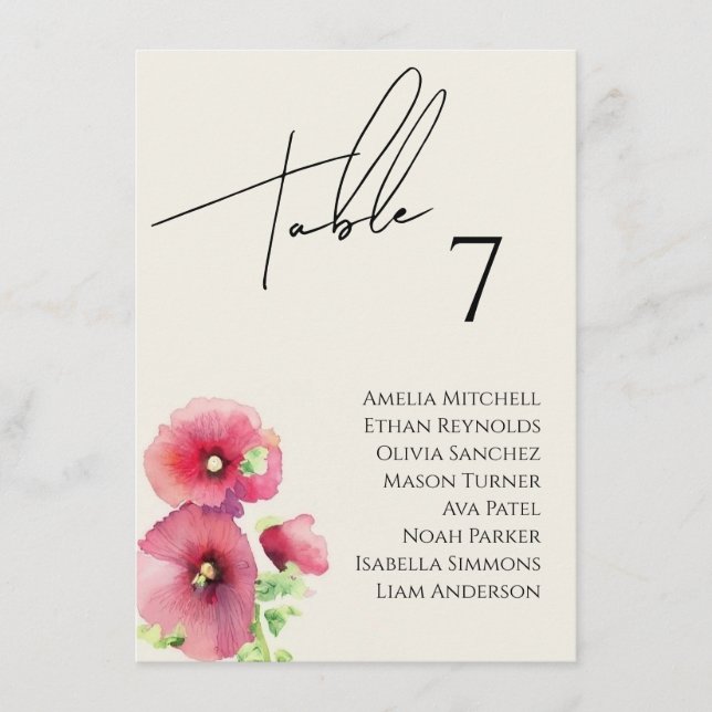 Wildflower Wedding Seating Chart Card (Front)