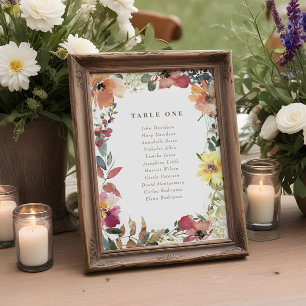 Wildflower Wedding Seating Chart Cards