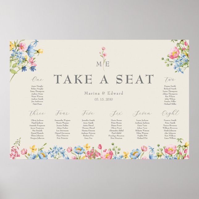 Wildflower Wedding Seating Chart Poster (Front)