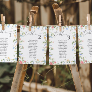Wildflower Wedding Seating Chart Sign Cards