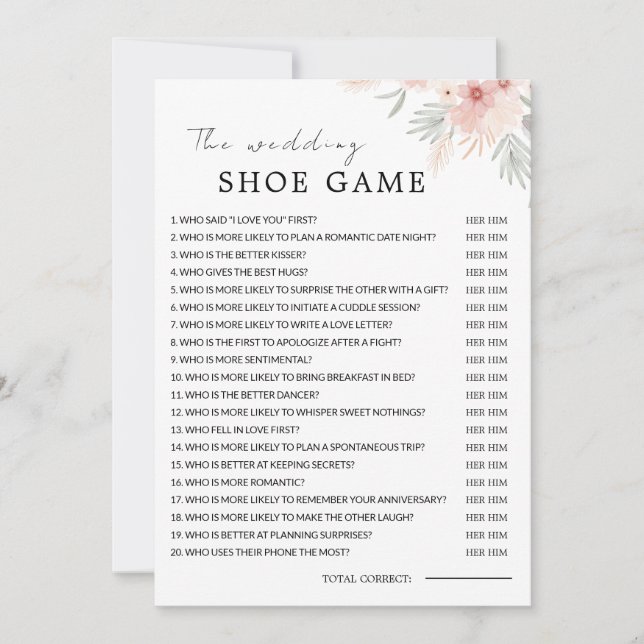 Wildflower Wedding Shoe Gam Template, Invitation (Front)