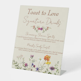 Wildflower Wedding Signature Drinks  Pedestal Sign