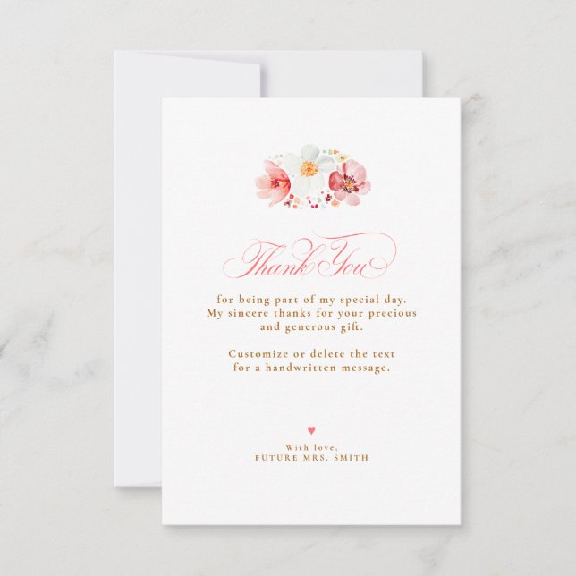 Wildflower Wedding Small Thank You  Card (Front)
