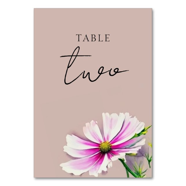 Wildflower Wedding Table Number Card (Front)