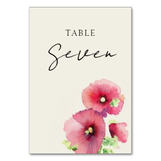 Wildflower Wedding Table Number Card