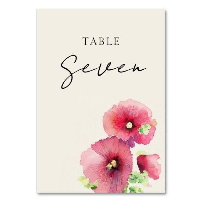 Wildflower Wedding Table Number Card (Front)