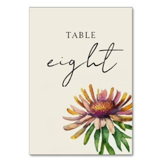 Wildflower Wedding Table Number Card