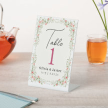 Wildflower Wedding Table Number