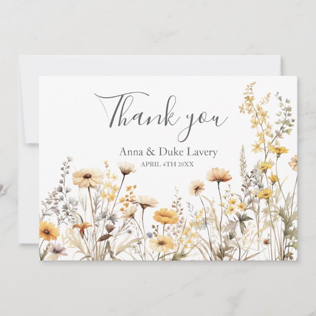 Wildflower Wedding Thank You Card (Front)