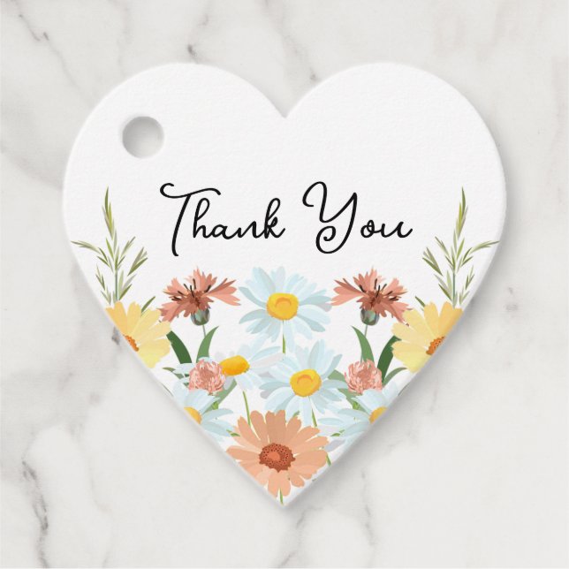 Wildflower Wedding THANK YOU Favour Tags (Front)