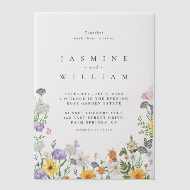 Wildflower  Wedding  Vellum Invitations (Front)