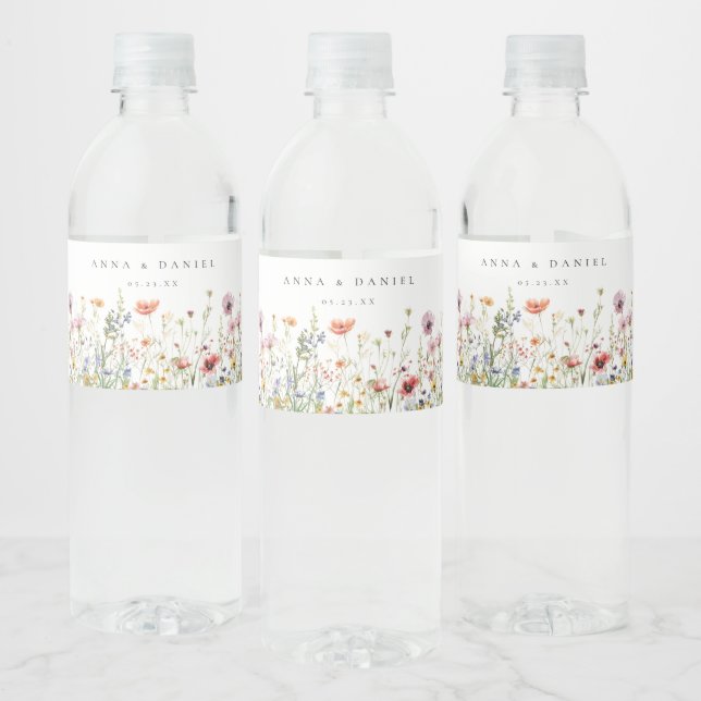 Wildflower Wedding Water Bottle Label (Bottles)