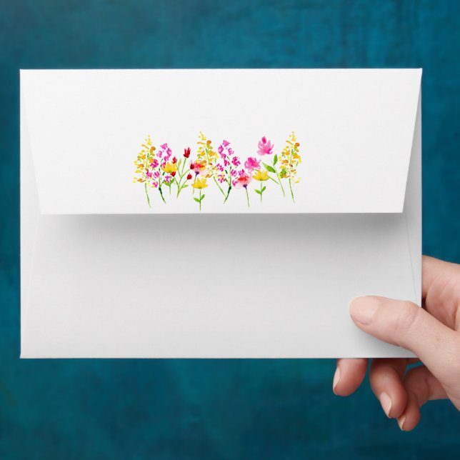 Wildflower Wedding Watercolor Elegant Custom  Envelope (Hand)