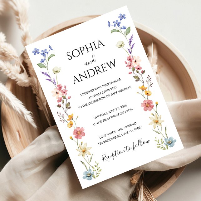 Wildflower Wedding Watercolor Modern Invitation (Creator Uploaded)