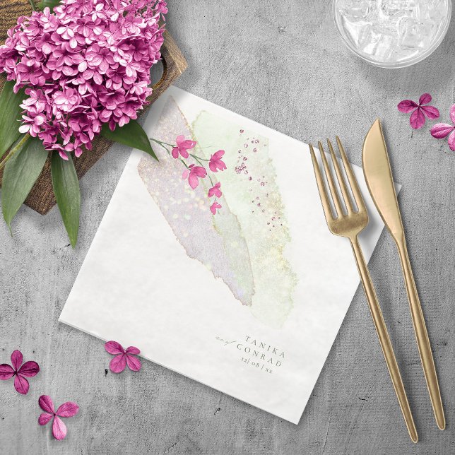 Wildflower Wedding Watercolor Paint Str Fsia ID954 Napkin (Creator Uploaded)