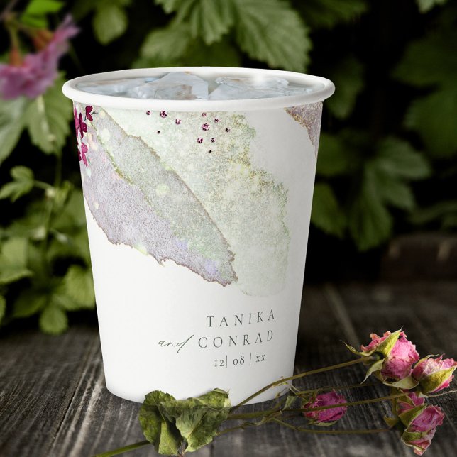Wildflower Wedding Watercolor Paint Str Fsia ID954 Paper Cups (Creator Uploaded)