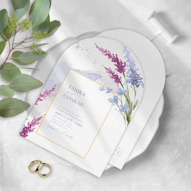 Wildflower Wedding Watercolor Peri Arch ID954 Invitation (Creator Uploaded)