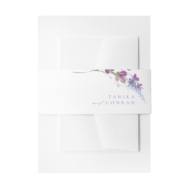 Wildflower Wedding Watercolor Peri ID954 Invitation Belly Band (Front Example)
