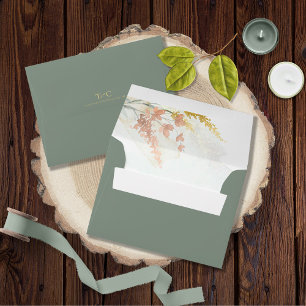 Wildflower Wedding Watercolor Sage ID954 Envelope