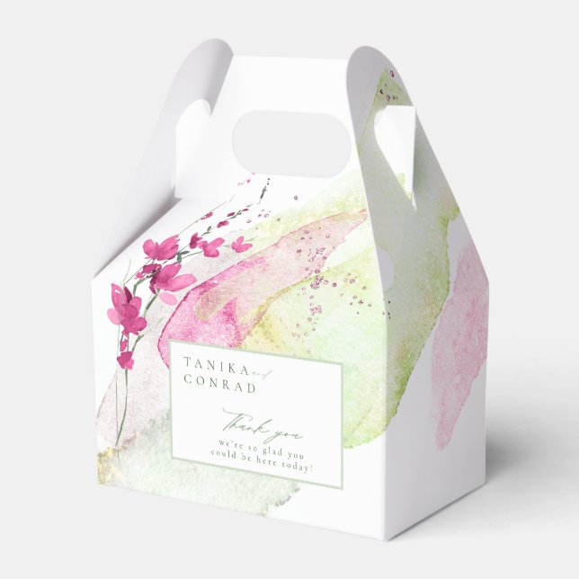 Wildflower Wedding Watercolor Thank You Fsia ID954 Favour Box (Front Side)