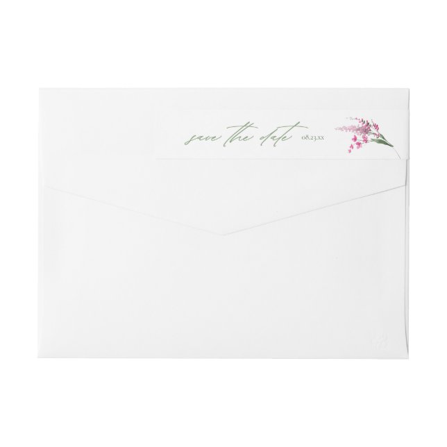Wildflower Wedding Watercolor White ID954  Wrap Around Label (Back)