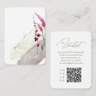 Wildflower Wedding Website QR Code Fuchsia ID954 Enclosure Card