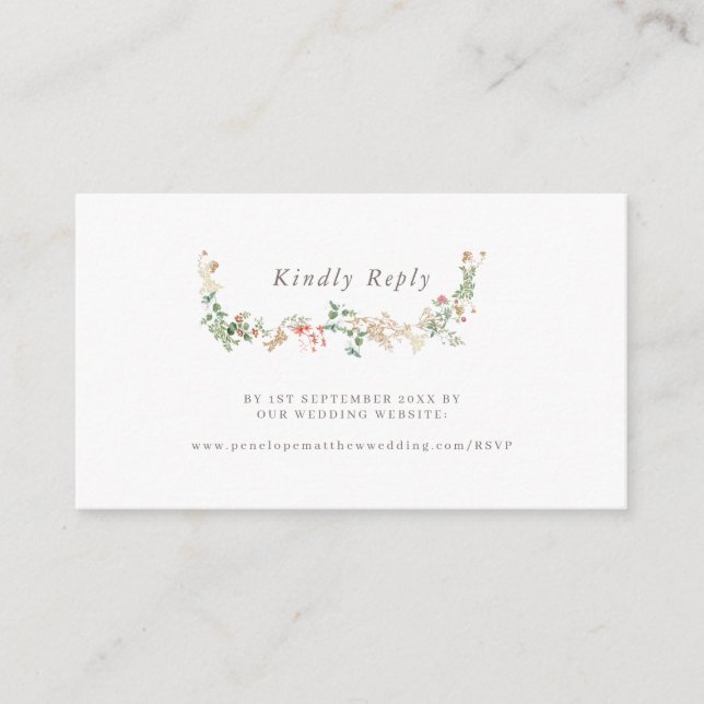 Wildflower Wedding Website RSVP  Enclosure Card (Front)