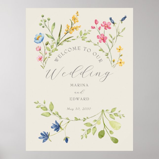 Wildflower Wedding Welcome Sign Poster (Front)