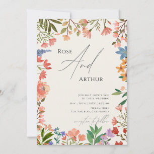 Wildflower Wedding Whimsical Minimalist  Invitation