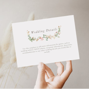 Wildflower Wedding Wishing Detail Enclosure Card
