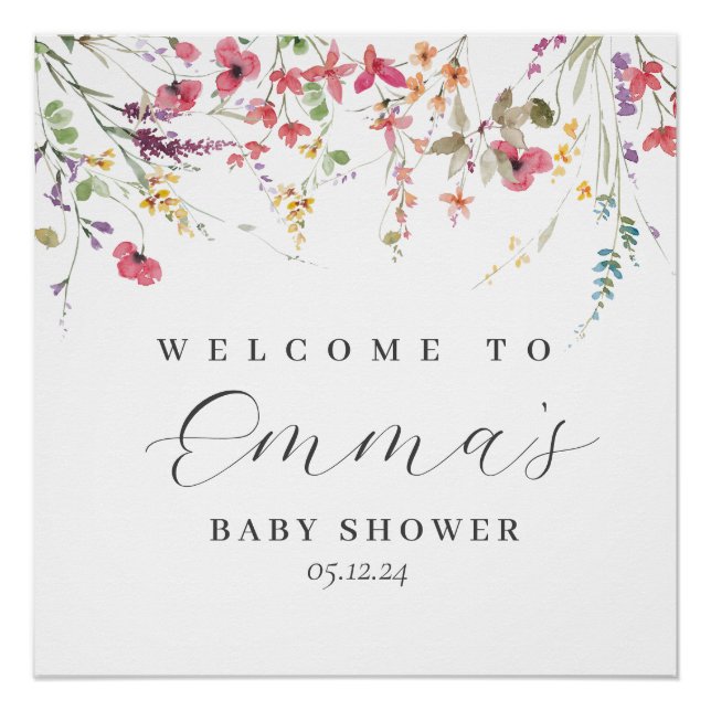 Wildflower welcome sign, wildflower poster tapestr (Front)