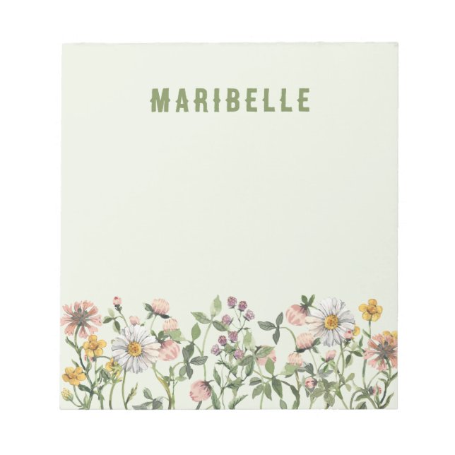 Wildflower Western Floral Custom Stationery Notepad (Front)