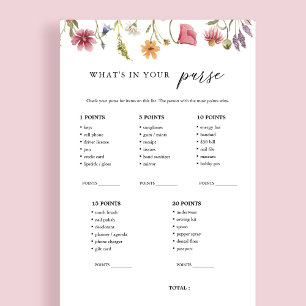 Wildflower What's In Your Purse Bridal Game