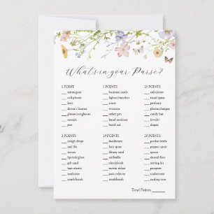 Wildflower What's in Your Purse Bridal Game Card