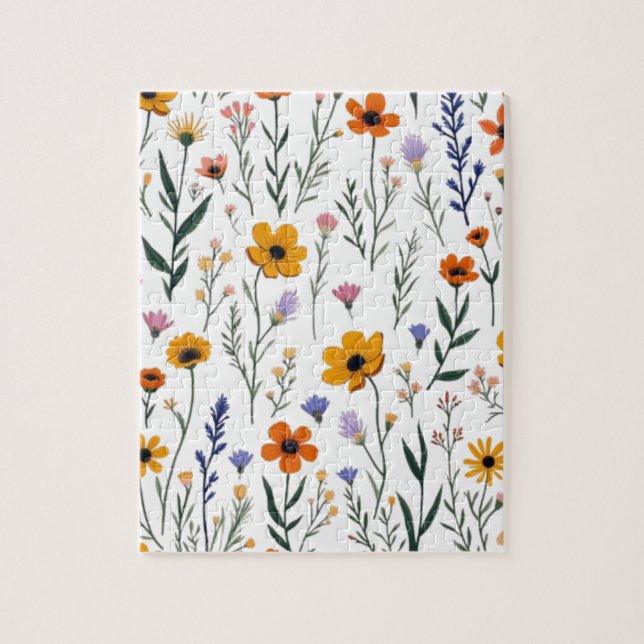 Wildflower Whimsy – Soft Meadow Pattern Jigsaw Puzzle (Vertical)