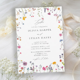 Wildflower Whimsy Watercolor Elegant Chic Wedding Invitation