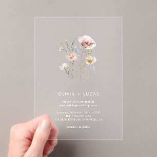 Wildflower Whispers Acrylic Wedding Invitation